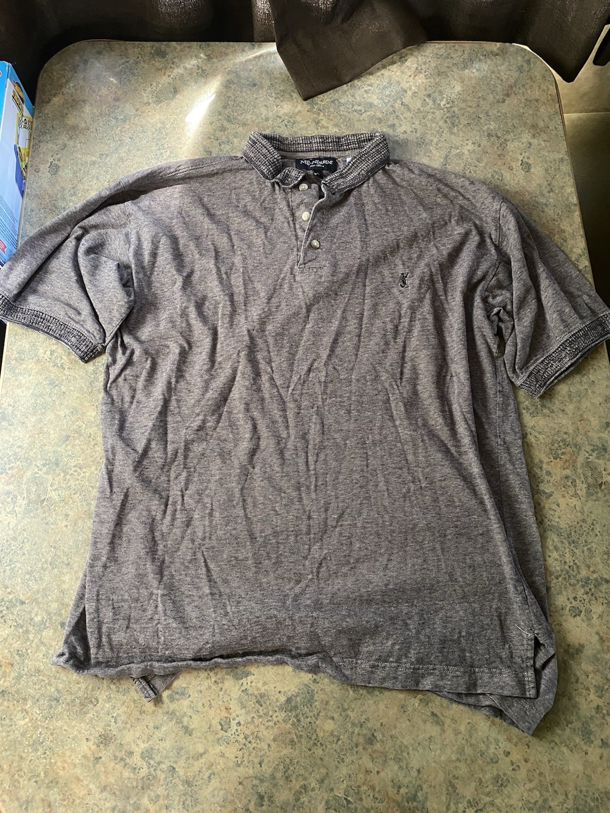 Polo vintage anni 90 Yves Saint Laurent logo YSL marrone chiaro taglia large