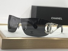 NEW CHANEL CH9579 Sunglasses Dark Gray Lens Exclusive Shield Women's Sunglasses