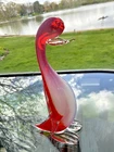 Vintage Bright Red Murano Art Glass Duck Figurine Blown Glass Sculpture