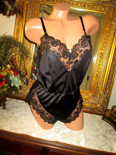 Vtg Maidenform Chantilly Bodysuit teddy Lingerie black Nylon Lacy 36 64117
