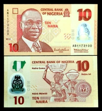 Nigeria 10 Naira Banknote World Polymer Paper Money UNC Currency Bill Note