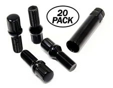 20 14x1.5 Veritek 28mm 1.1 Black Spline Conical Lug Bolts for VW Jetta Golf GTI 