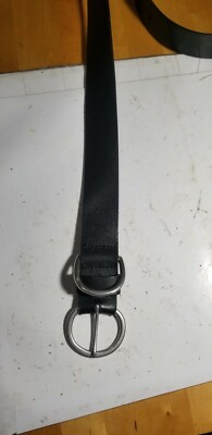 Ceinture Pour Femme En Cuir Noir - Boucle En Laiton Massif - Taille 40 - Occasion