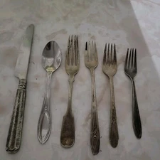 1847 Rogers Bros Silverplate Stainless Fork Knife Spoon Lot Bundle 