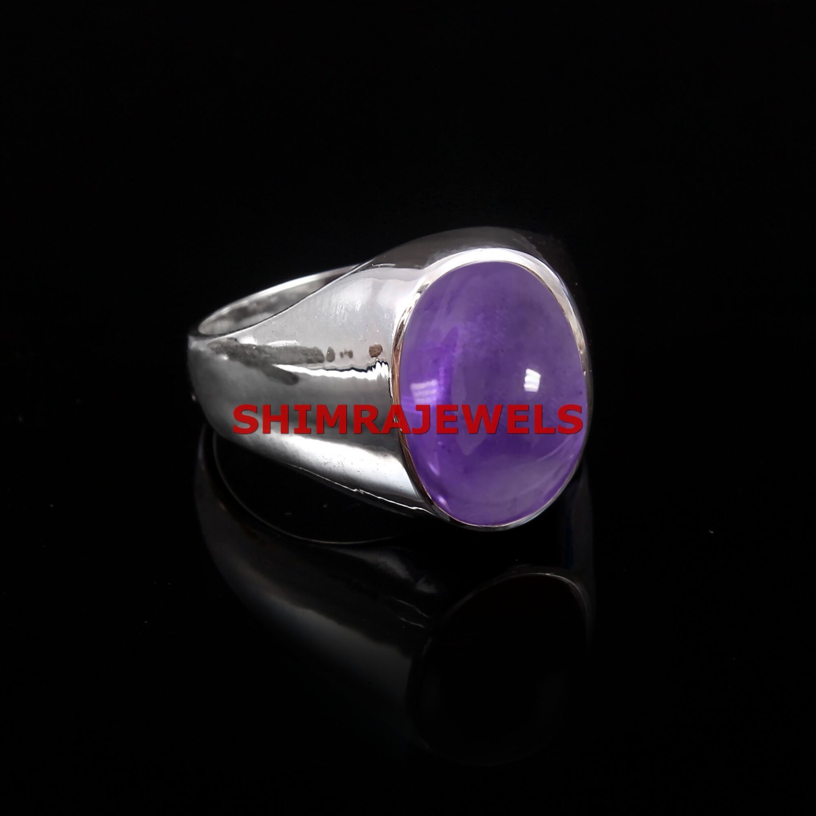 Natural Amethyst Gemstone With 925 Sterling Silver Men's Ring #1081