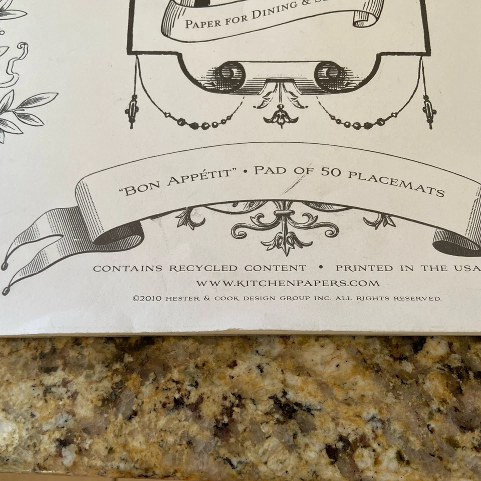 Hester & Cook ESCRIBE EN PAPELES DE COCINA PARA COMER Y SERVIR 50 MANTELES DE PAPEL Foto 3 de 4