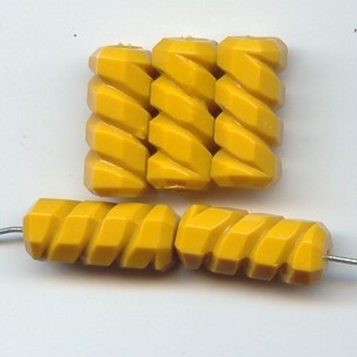 12 VINTAGE OCKER YELLOW ACRYLIC 22x9mm. CARVED SWIRL TUBE BEADS 6899 | eBay