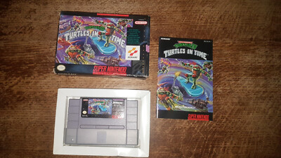 SNES SUPER NINTENDO TMNT TEENAGE MUTANT NINJA TURTLES TIME IV 4 BUP USA NTSC CIB