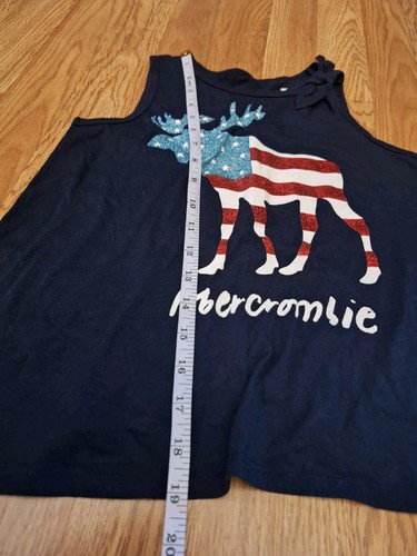 ABERCROMBIE KIDS Girls Navy Blue American Flag Moose Sleeveless Shirt Top 9/10 - Picture 4 of 9