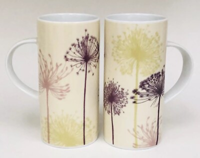 Set Of 2 Churchill Porcelain MEADOW GRASS Tall Latte Mugs HTF