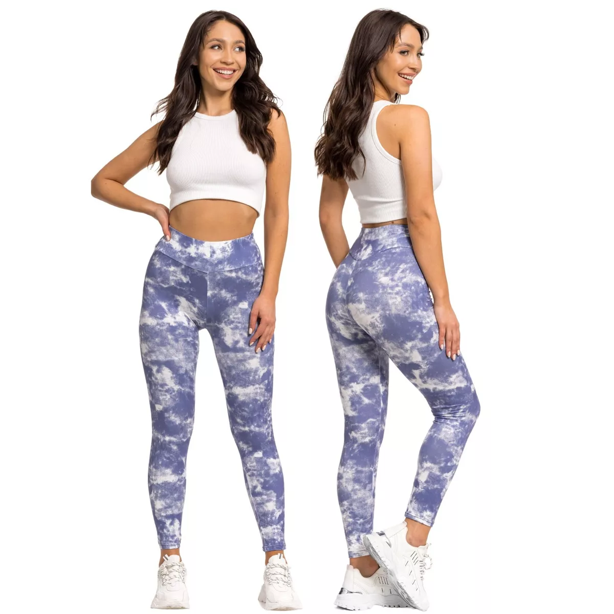 Tie-dye Leggings for Women in Pastel Colours with Tummy Control FS390016