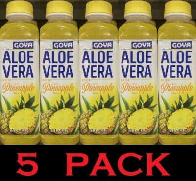 5x GOYA Aloe Vera PINEAPPLE Flavored Drink 16.9 oz Bottle - 5 PACK