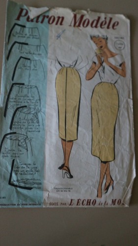 ANCIEN PATRON COUTURE tracé Modes de paris vintage- robe droite