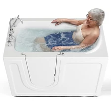 CO-Z Walk In Bath Tub 52"x30" Low Entry w Shower Sprayer & Slip Resistant Floor