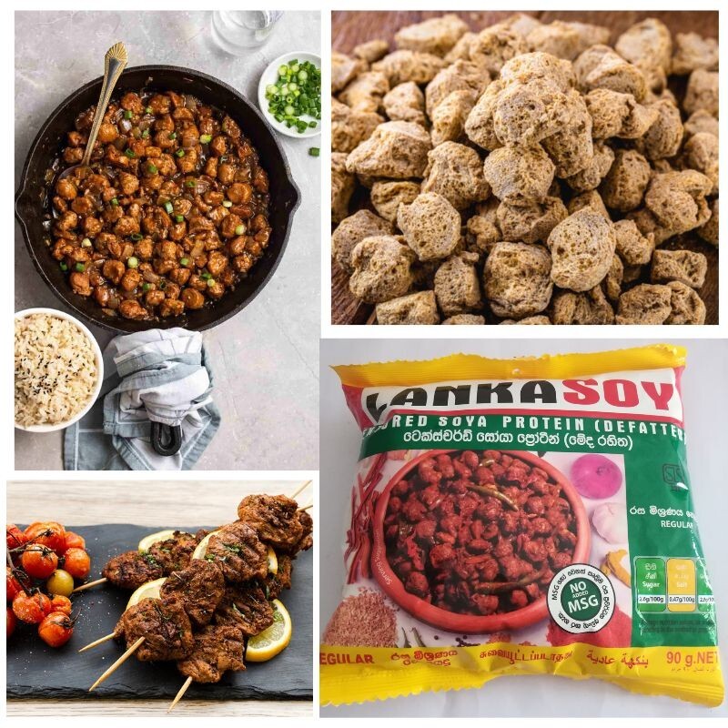 Alimentos ricos en proteínas vegetales texturizados de soja regular de soja de Lanka envío gratuito 90 g