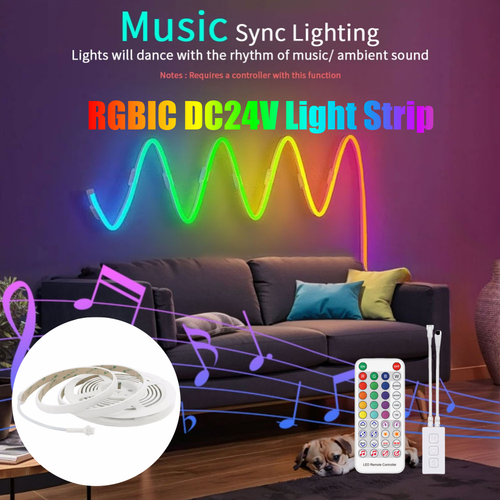 RGBIC Waterproof LED Strip – Hidden LEDs Seamless Lighting Adhesive Backing - Picture 2 of 17