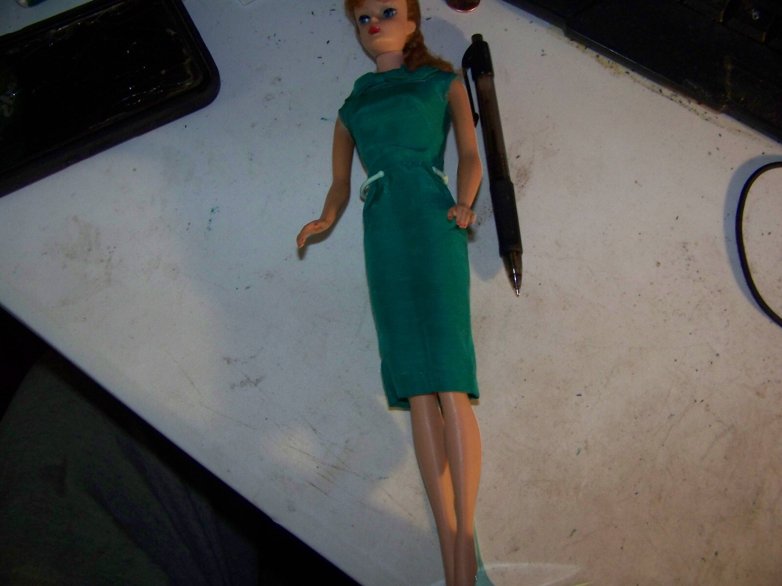 vintage barbie doll green dress red hair eBay