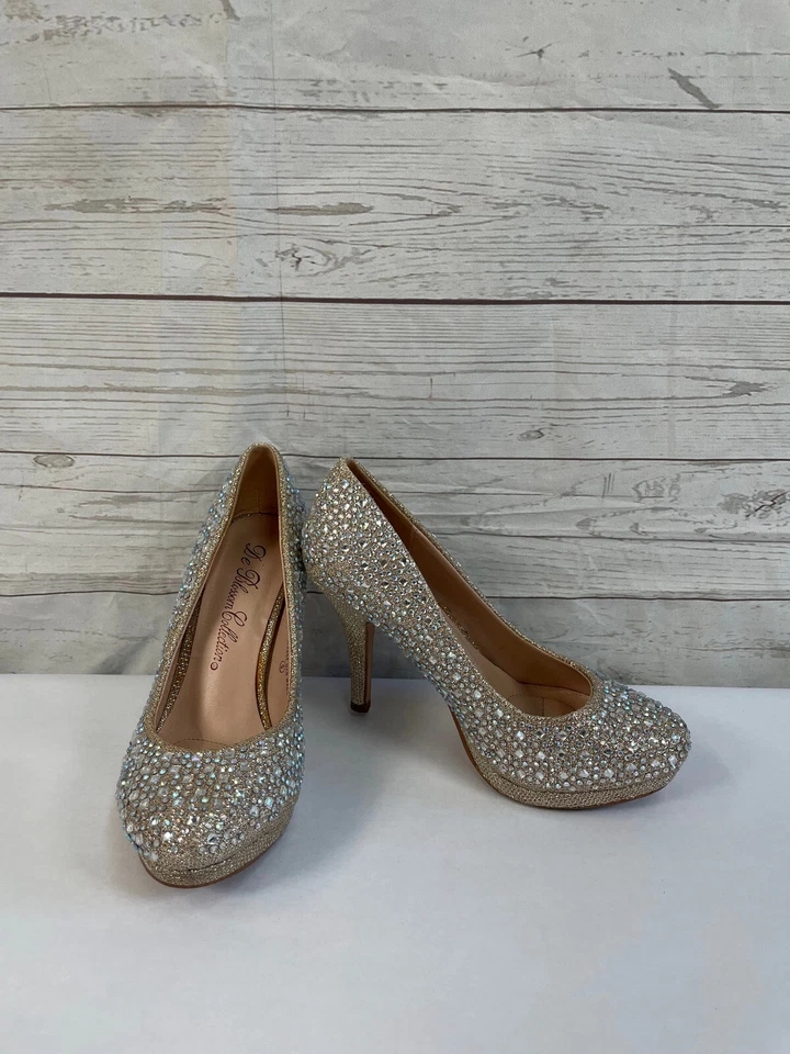 Tacones altos de aguja plateados con pedrería De Blossom Collection para mujer talla 6 Foto 2 de 4