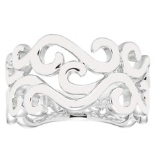 Sterling Silver Open Scrollwork Wide Band Ring