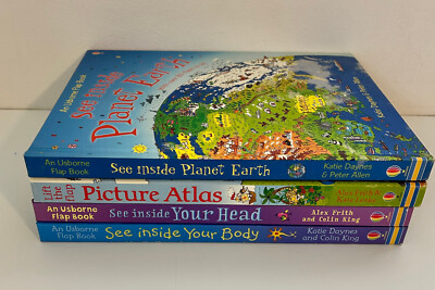 4 Usborne See Inside Flap Books Picture Atlas Planet Earth Your