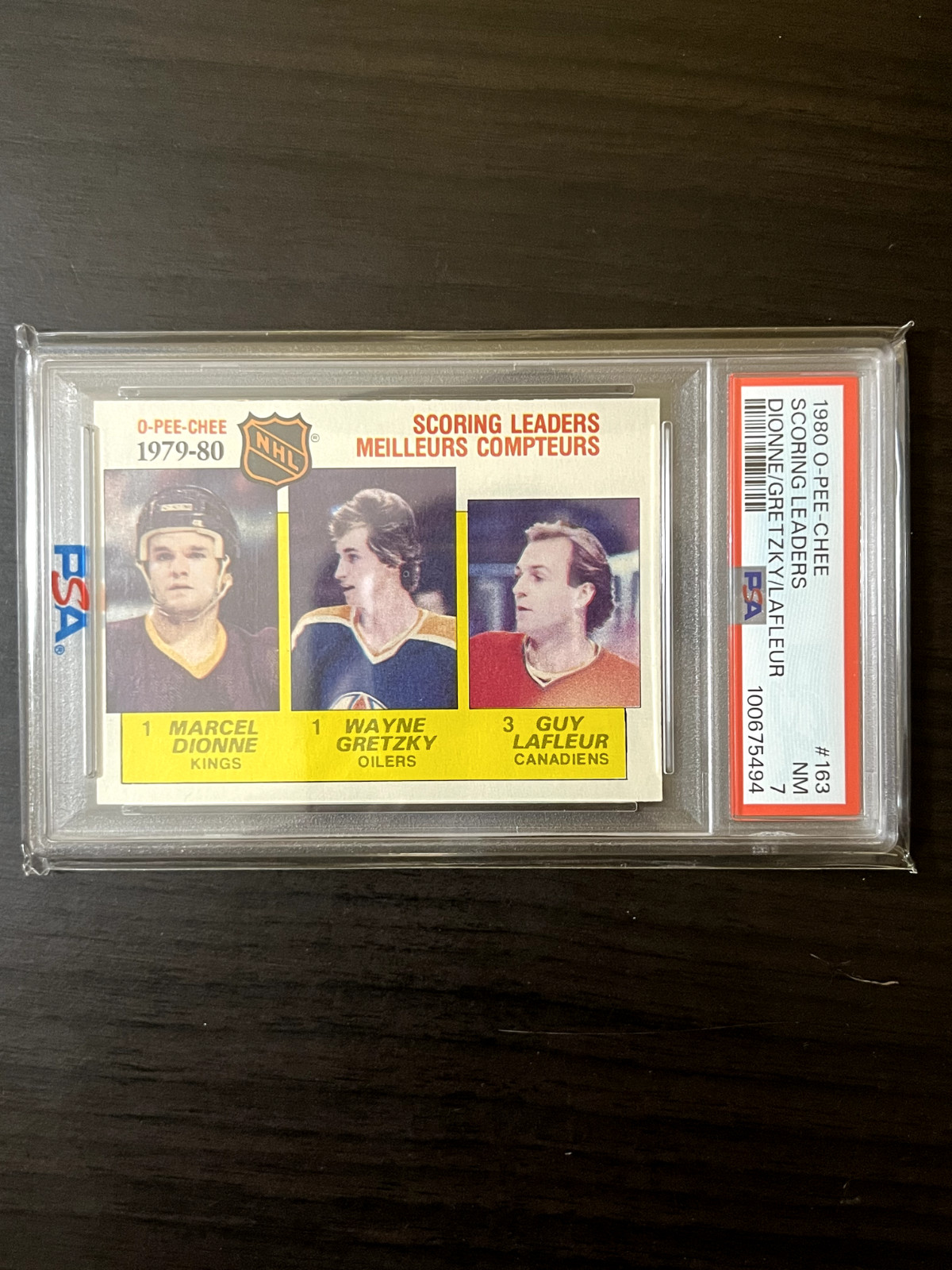 Wayne Gretzky Dionee Lafleur 1980-81 O-Pee-Chee Scoring Leaders PSA 7 #163 OPC