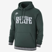 NEW Nike Men's Michigan State Spartans Basketball Vintage Club Hoodie CV7817 S