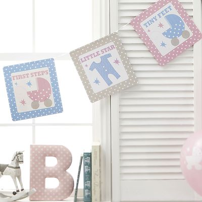 Babyparty ''Little Star'' Girlande 3,5 m - Babyparty Deko Baby Shower Tauffeier
