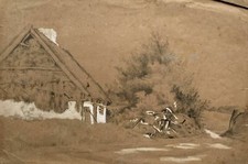 Norddeutsche Bauernkate 19. Jahrhundert Mecklenburg? Anonym Bleistift