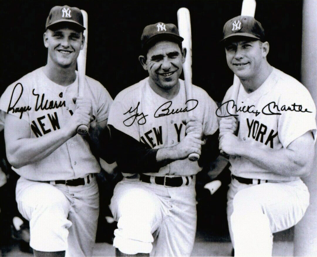 Roger Maris Mickey Mantle Yogi Berra Yankees 8x10 Picture Celebrity Print