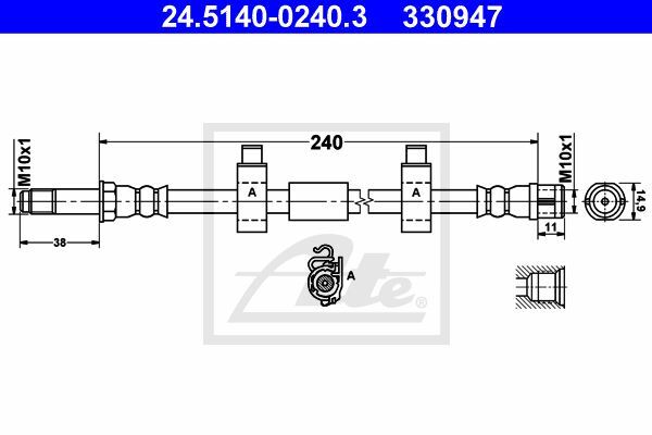 Flexible de frein VW Transporter T5 Fourgon pour entretien de véhicule pro
