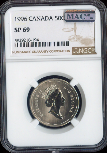 Canadá 50 centavos 1996 50C NGC SP69 MAC - calidad