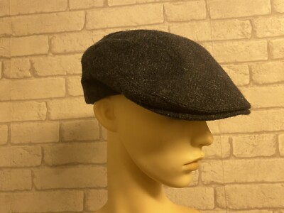 Jonathan Richard Ireland Wool Dark Grey Flat Cap Cabbie Hat Sz S 67/8-  56cms UK