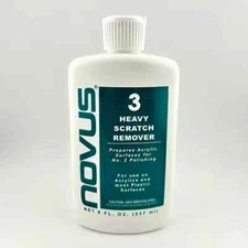 Novus Polish No 3 Heavy Scratch Remover Acrylic Coin Holder Plastic Cleaner 8 oz