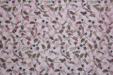 Moda Birds Bees Butterflies Bears Script Flowers Pink Cotton Fabric BTY OOP 43W