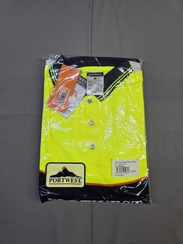 Portwest S279 Mens Two-Tone Long-Sleeve Polo Shirt, Yellow/Navy - 第 2/11 張圖片