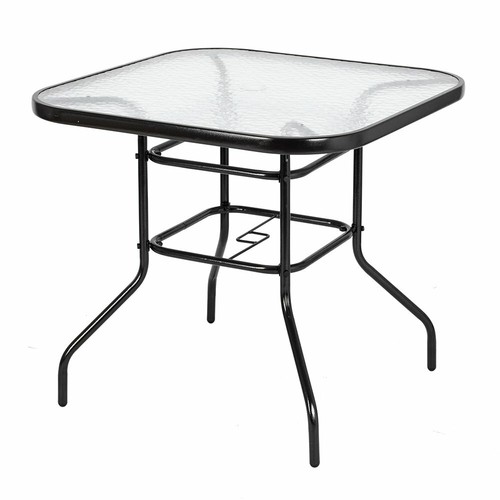Patio Table Outdoor Garden Lawn Glass Top All Weather Dining Bistro Table Square