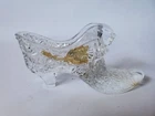 Vintage Fenton Daisy Button Glass Slipper Shoe Amberina Uranium Glow Sticker