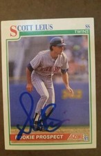 Scott Leius signed Minnesota Twins 1991 Score Rookie Prospects Autograph Card. rookie card picture