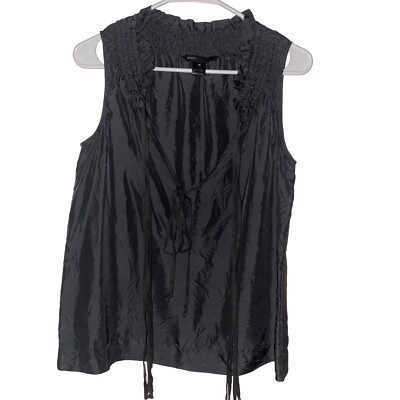Marc Jacobs Silk Charcoal Women Small Blouse Vneck Front Tie Whimsygoth Capsule