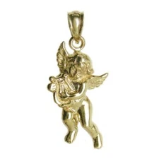 New 14k Yellow Gold Angel Pendant