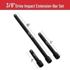3 Pcs Impact Extension Bar Set 3", 5", 10" inch Ratchet Extension Bar 3/8" Drive