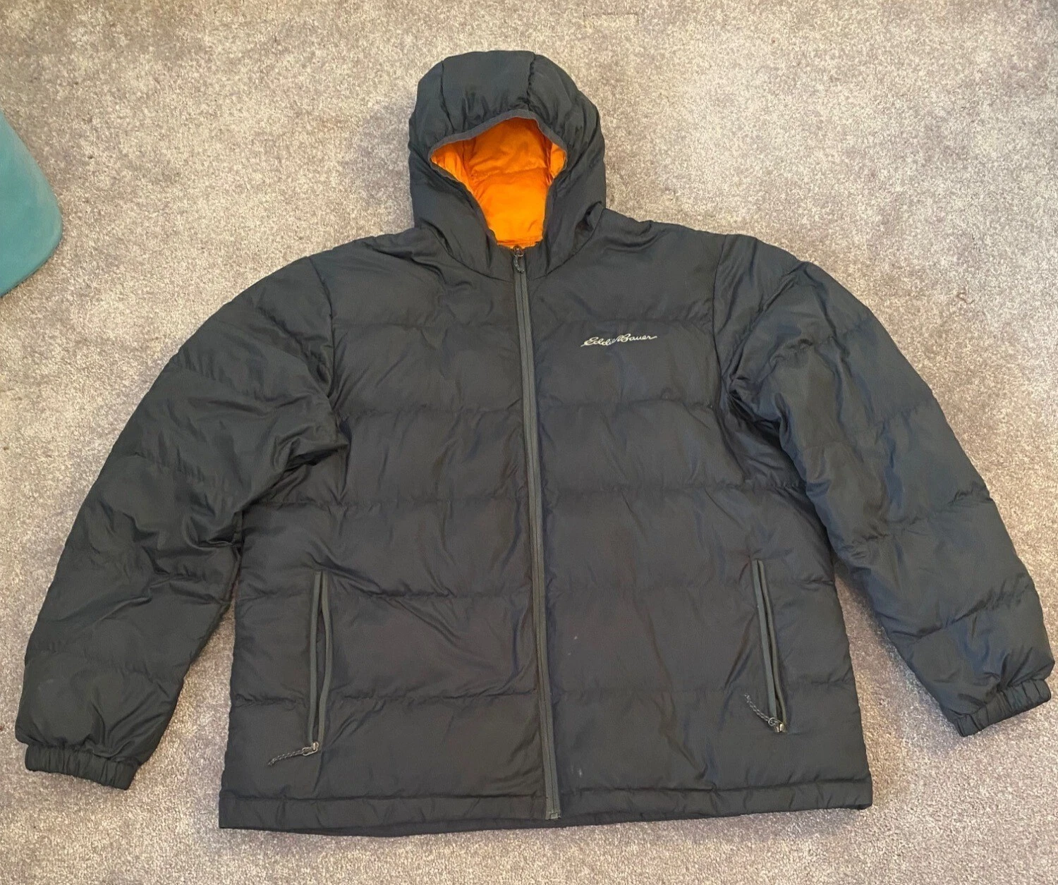 Eddie Bauer Hooded Puffer Jacket Polyester Down Fill Coat Men's XL