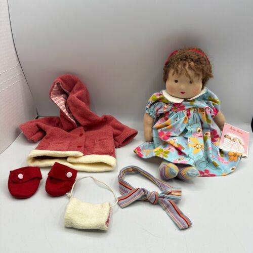 Waldorf Doll Cloth Doll by Kathe Kruse w/ Clothes Accessories Brown Hair Stuffed - Afbeelding 1 van 13