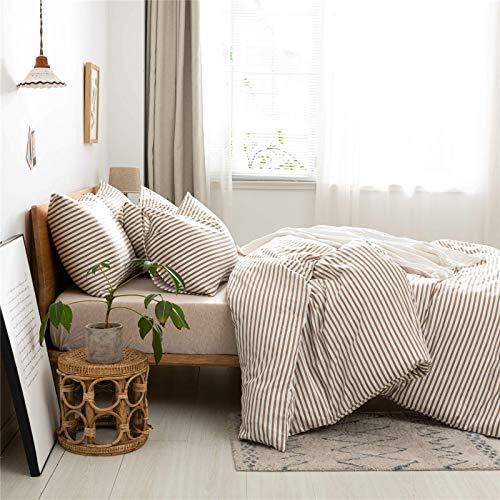 100% Natural Cotton 3pcs Striped Duvet Cover Sets,White Queen(90"×90") 1601 - Bild 2 von 6