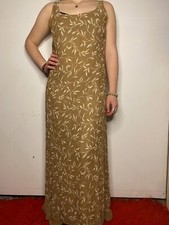 Vintage Brown  Cream Floral Sleeveless Rayon M/L