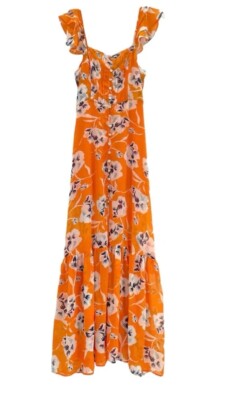 BLEUH CIEL ORANGE AND WHITE FLORAL MAXI DRESS. | eBay