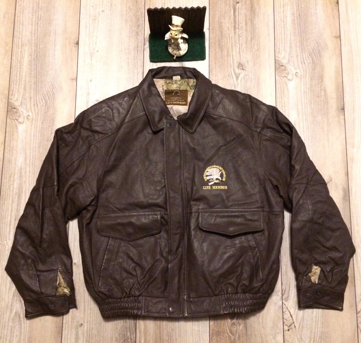 North American Hunting Club Life Member Leather Jacket Coat