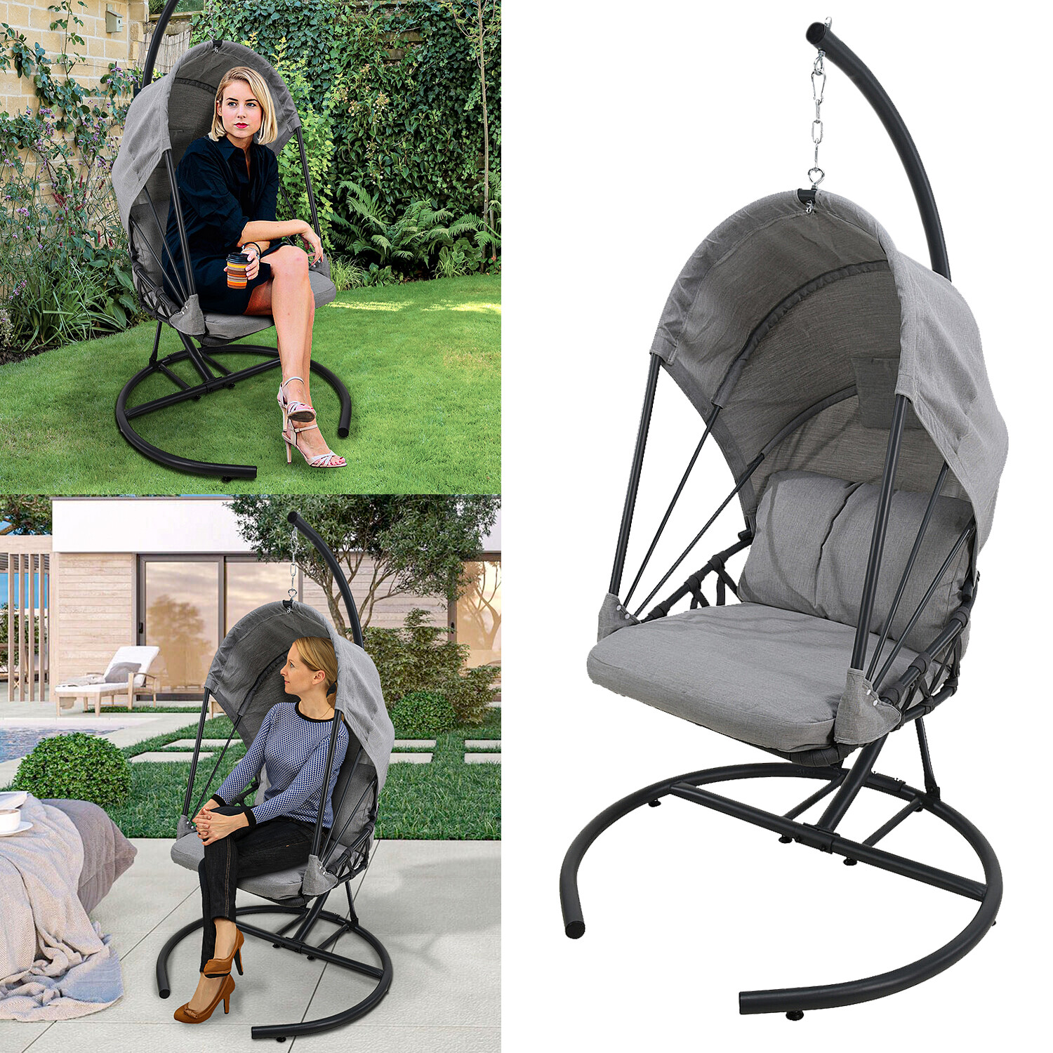 Garden Egg Chair Hanging Patio Swing Outdoor Hammock Lounger Foldable