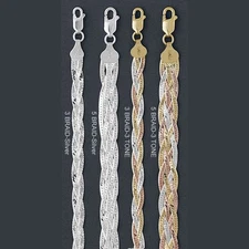 ITALY BRAIDED Silver HERRINGBONE Chain Necklace/Bracelet MAGIC FLEX 7"~20"
