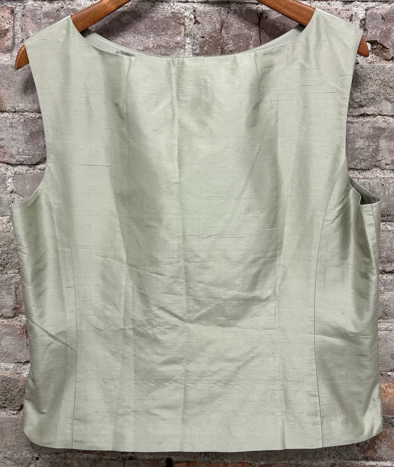 Blusa Neiman Marcus sem mangas 100% seda bege com zíper feminina tamanho 16 nova com etiquetas - Imagem 4 de 4